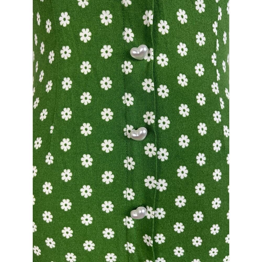 Reformation Lucian Daisy Floral Mini Dress Heart Buttons Romantic Spring Size 2 - Picture 8 of 10